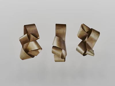 Modern Metallic Bronze Wall Decor With Twisted Design Three Sculptures 3d model