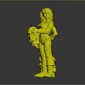 Children's Action Figures With Orange Spacesuit Pink Helmet And Black Uniform White Black Hair