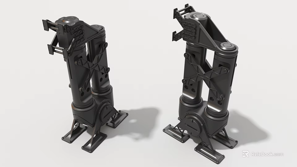 Black Metal Industrial Equipment Mechanical Supports With Bolted Connections And Structural Components 3d model 
