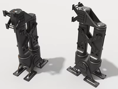 Black Metal Industrial Equipment Mechanical Supports With Bolted Connections And Structural Components 3d model