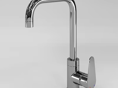 Modern Polished Stainless Steel Faucet Featuring High Arc Spout And Single Handle 3d model