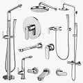 Modern Chrome Faucet Collection With Single Handle Pull Out For Kitchen Bathroom Shower 3d model