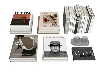 Diverse Collection Of Stacked Books And Magazines With Artistic Covers Featuring Celebrity And Design Themes 3d model