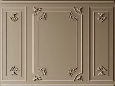 Gypsum Molding Beige Wall Panel With Elegant Classic Carvings And Decorative Patterns 3d model