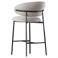 Set of Two Modern Grey Bar Stools With Upholstered Seats And Black Metal Frames