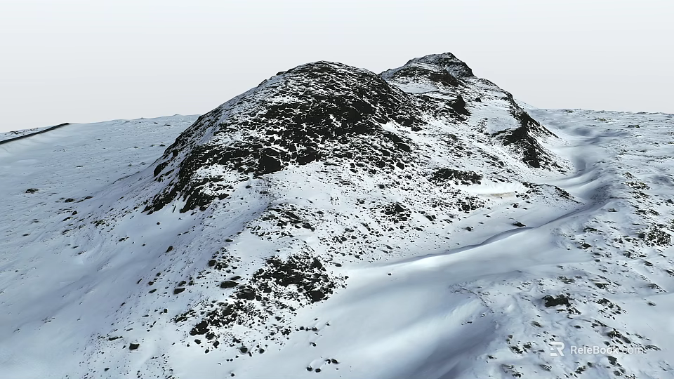 Scenic Snowy Mountain Landscape With Rocky Peaks And White Snow Fields 3d model 