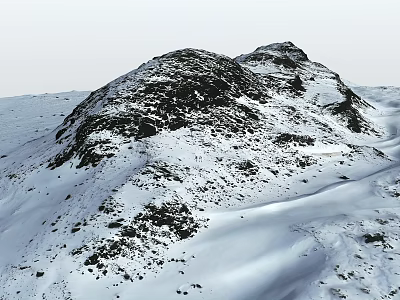 Scenic Snowy Mountain Landscape With Rocky Peaks And White Snow Fields 3d model