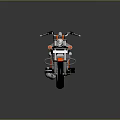 Gray Motorcycle with Orange Accents Black Seat Silver Exhaust on Gray Background with Reflection