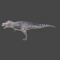 Low Poly T-Rex Dinosaur Model Gray Body Red Head Open Mouth Sharp Teeth