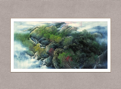 Decorative Painting Mountain Color Quiet Feng Yiming Traditional Chinese Painting 3d model