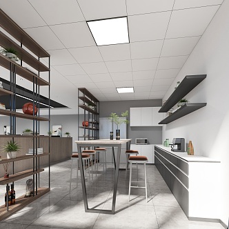 Enterprise Office Tea Room, Bar Counter Area 3d model