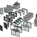 Modern gate pedestrian access gate ticket gate security gate 3d model