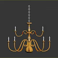 Elegant Golden Chain Hung Chandelier With Multiple Arms And Candle Shaped Lights For Home Decor