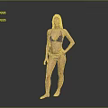 Woman In Black Bikini Standing Against Solid Gray Background With Hand On Hip