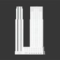 Twin Modern Skyscrapers With Base Building Central Green Area And Swimming Pool Exterior Design