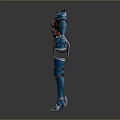 Detailed Blue And Silver Fantasy Armor With Ornate Metalwork And White Accents