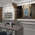 Modern Living Room Interior With Sofa TV Dining Table And Pendant Lights