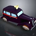 Vintage Purple Ambulance with Red Stripes and Yellow Roof Horn Classic Design