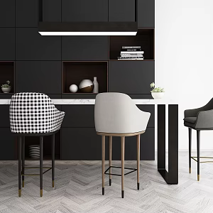 Nordic Bar Chair Combination Bar Chair 3d model