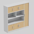Wooden File Cabinet With Modern Design Cabinet Doors And Open Shelves For Office Storage