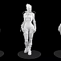 Game Movie Character 3D Model Red Hair Yellow Purple Armor Mechanical Parts Design