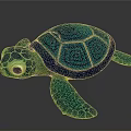 Cute Blue Shell Turtle With Green Head Limbs And Spiral Patterns 3d model