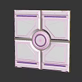 Futuristic Metallic Panel Design With Central Blue Ring And Silver Sections