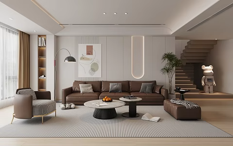 Modern Italian Living Room Sofa Coffee Table Combination 3d model