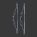 Two Yellow Brown Decorative Staff Weapons With Red Yellow Spherical Ornaments