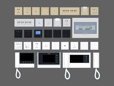 Various Electrical Switches Outlets And Control Panels With Modern Features 3d model