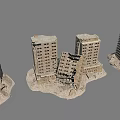 Collapsed Building Structures Featuring Damaged Multi Storey Buildings And Rubble 3d model