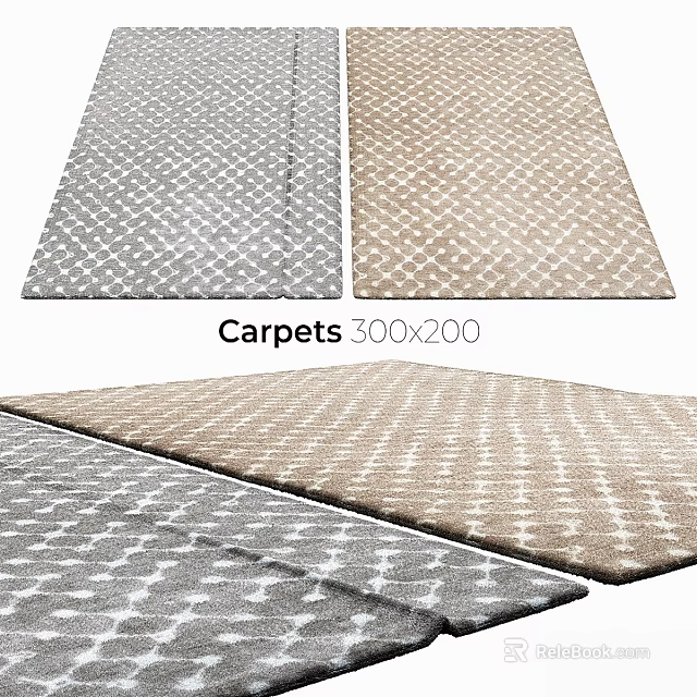 Square Carpets 300x200 cm Size Gray Beige Geometric Pattern Design 3d model 