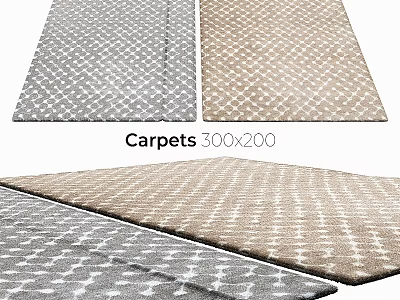 Square Carpets 300x200 cm Size Gray Beige Geometric Pattern Design 3d model