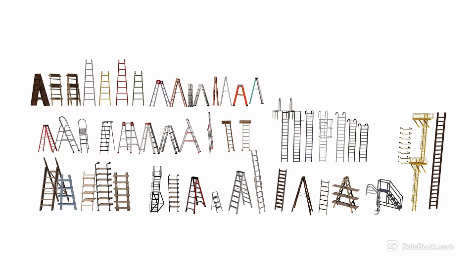Various Designs Of Household Ladders In Different Colors And Practical Styles 3d model 