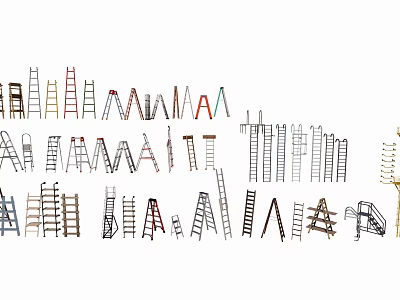 Various Designs Of Household Ladders In Different Colors And Practical Styles 3d model