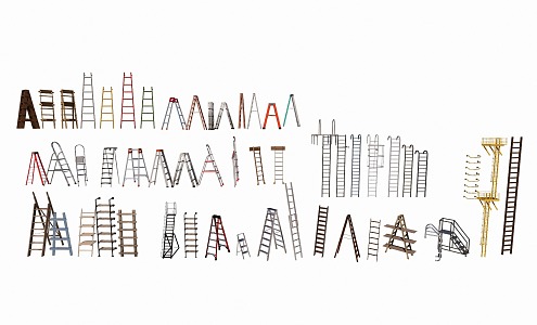 Modern Folding Ladder Metal Folding Ladder Wooden Ladder Folding Ladder Fire Ladder Vertical Ladder Triangle Ladder 3d model