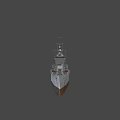 Vintage Warship With Multiple Funnels Tall Masts Gray And Brown Hull Deck Details