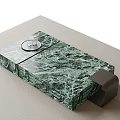 Green Marble Coffee Table With Smooth Texture And Black Base Decorative Tray 3d model