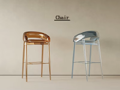 Modern Transparent Bar Stools With Gold And Silver Metallic Frames 3d model