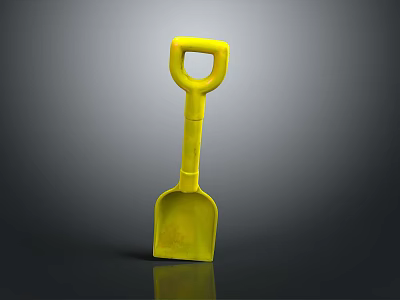 Bright Yellow Plastic Toy Shovel For Kids Play Activities On Gray Surface 3d model Bright Yellow Plastic Toy Shovel For Kids Play Activities On Gray Surface 3d model