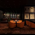 Modern Bar Interior Design Featuring Tall Wine Racks And Curved Bar Counter Lighting