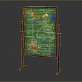 Interactive Digital Drawing Board With Red Stand And Hand Drawn Digital Artworks