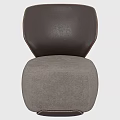 Rounded Modern Single Sofa with Brown Leather Backrest and Gray Fabric Seat 3d model
