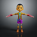 Cartoon Character With Yellow Coat Purple Shorts Red Gloves Standing Arms Outstretched