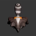 Cartoon Style Raccoon Game Character In Orange Armored Outfit 3D Model Design