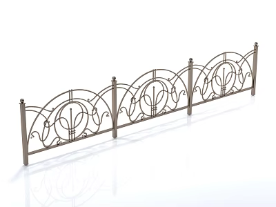 Wrought Iron Garden Fence With Ornate Scroll And Floral Decorative Designs 3d model