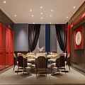 Luxury New Chinese Style Restaurant Private Dining Room With Round Table And Exquisite Decorations