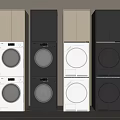 White and Black Stacked Washing Machines with Modern Design and Different Styles