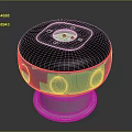 Round Blue And Black Electronic Device With Top LED Light Control Buttons And White Base