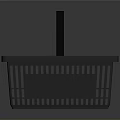 Gray Plastic Shopping Basket With Black Handle And Square Grid Design 3d model